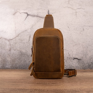 Leather Retro Travel Crossbody Bag Minimalist Sling Bag Stylish Daily Pack Simplicity Shoulder Bag High Capacity Underarm Bag Men image 7