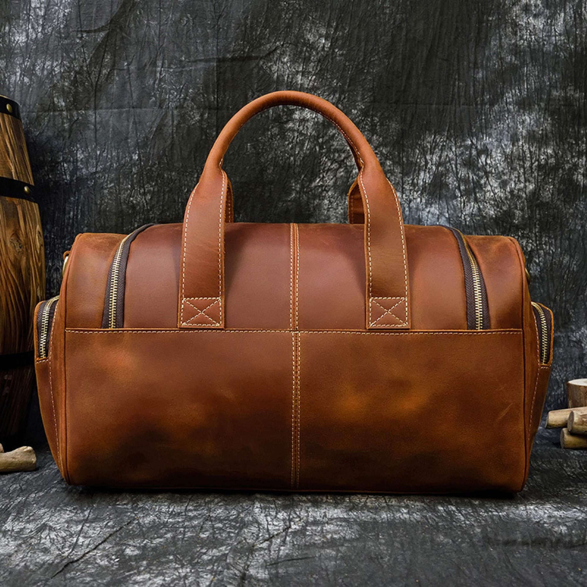 Personalized Leather Duffle Bag Large Travel Bag Mens Etsy