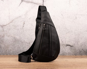 Sac à bandoulière en cuir véritable, sac à main en cuir pour homme, sacs à bandoulière triangulaires, sac de poitrine décontracté bandoulière, sac à dos de poitrine à bandoulière, cadeau de mariage