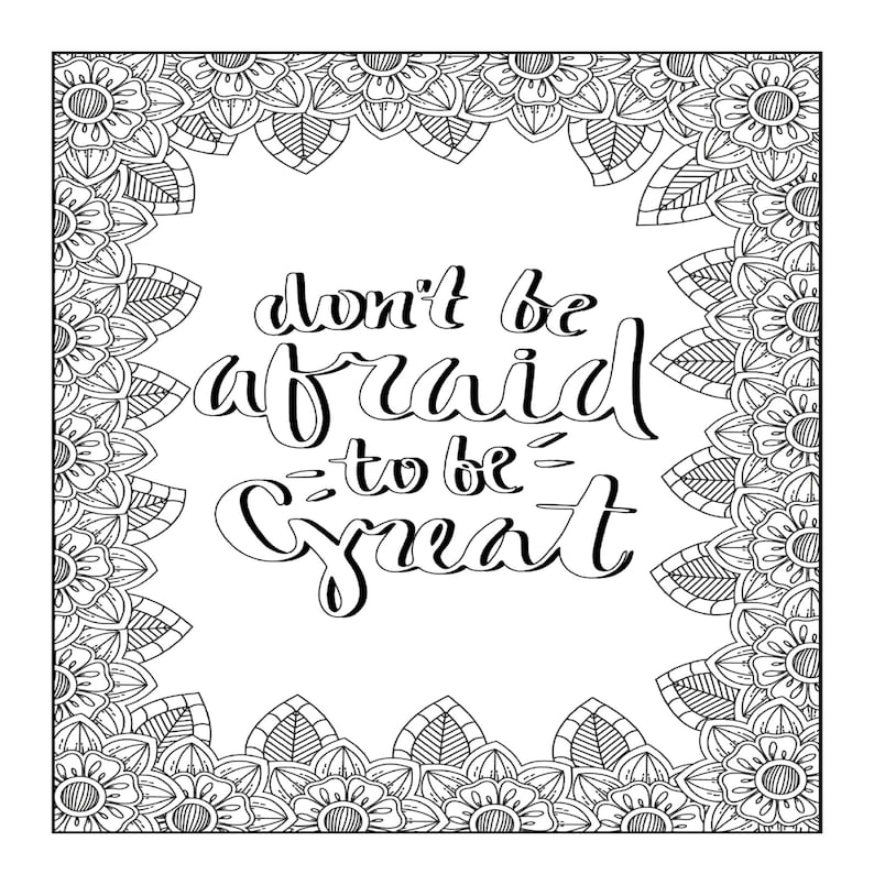 Inspirational Quotes Coloring Pages Etsy