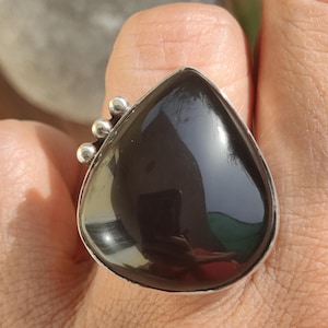 Rare Pink Sheen Obsidian Ring in 925 Silver – Handmade Crystal Ring for Women – Boho Protection Jewelry – Unique Gift for Her – USA Seller