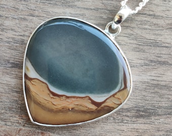 Large Landscape Jasper Pendant- Rare Owyhee Picture Jasper Pendant- Polychrome Jasper Necklace- Landscape Jasper Necklace 43 x 42mm
