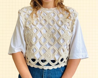 トップス MEDI SHELL MOTIF CROCHET KNIT VEST ameri Mesh Top, Crochet Pattern Mesh Top, Crochet Mesh Vest