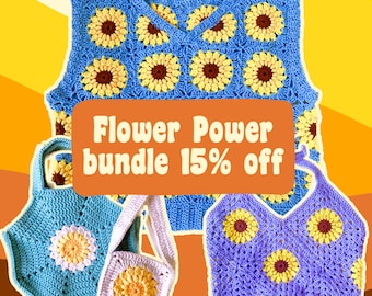 FLOWER POWER crochet pattern BUNDLE 15% off