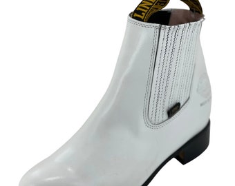 White Leather Sole Botin Charro