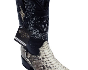 Genuine Men's Python Skin Leather Cowboy Western Boots Style Square Toe Handcrafted