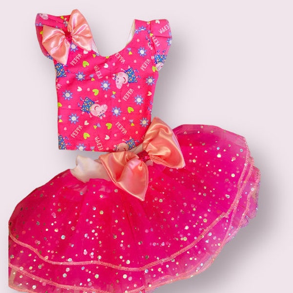 Peppa pig birthday tutu skirt set