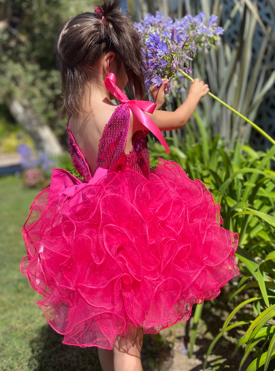 Hot Pink Kids Dress Hot Pink Girls Dress Sparkly Sequin Dress Girls Hot  Pink Dress