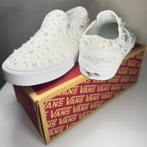 Custom Pearl Embellished Shoes, Wedding Shoes, Bride Shoes, Groom Shoes, Reception Shoes, Wedding Vans, Custom Vans