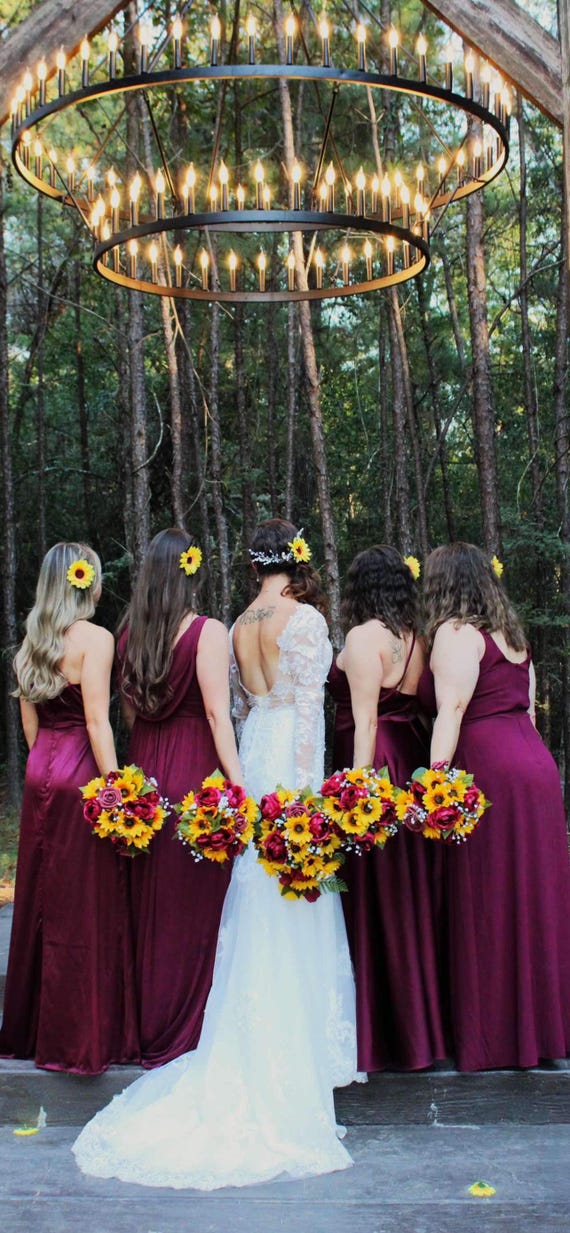 Sunflower and Burgundy Rose Bridal Bouquet. - Etsy Sunflower and Burgundy Rose Bridal Bouquet. - Etsy