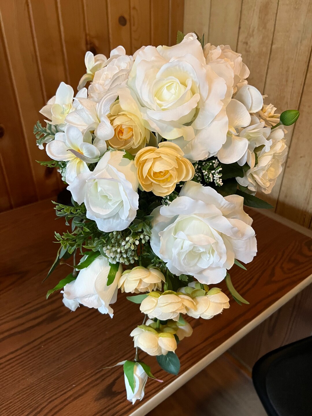 Yellow and White Hand Tied Cascade Bridal Bouquet. Etsy
