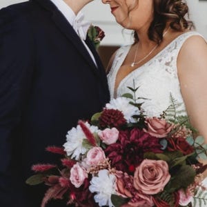 Burgundy, mauve, white, dusty rose bridal bouquet