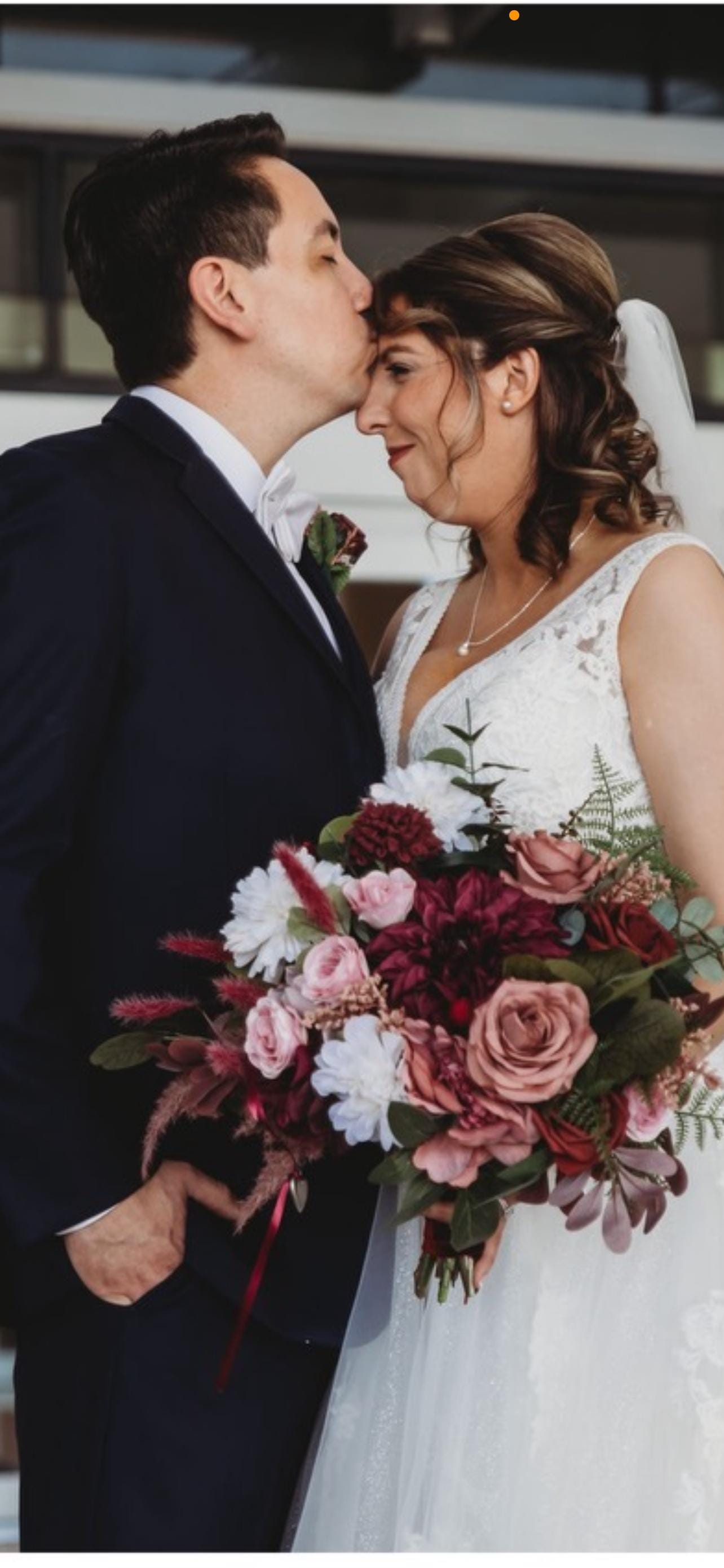 Burgundy, mauve, white, dusty rose bridal bouquet