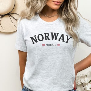 Norway Norge T-Shirt Gift to Norwegian Travel Lover, Womens Light Weight Nordic Vacation Shirt, Norden Ancestry Trip Tee Noreg Souvenir