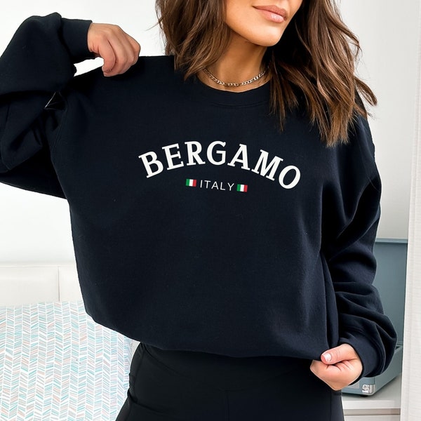 Bergamo Italy Sweatshirt Gift for Travel Lover, Womens Stylish Italian Vacation Shirt, Mens Ancestry Trip Apparel, EU Clothing Souvenir Top