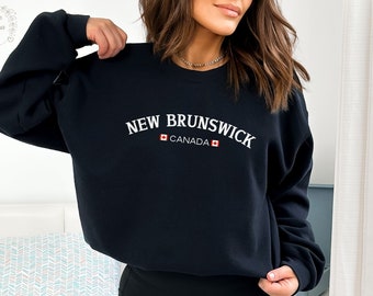 New Brunswick Canada Sweatshirt Gift for Travel Lover, Womens Stylish Canadian Vacation Shirt, Mens Ancestry Trip Cozy Souvenir Memento Top