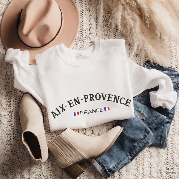 Aix-en-Provence France Sweatshirt Gift for Travel Lover, Womens Stylish French Vacation Shirt, Mens Ancestry Trip Apparel, Clothing Souvenir