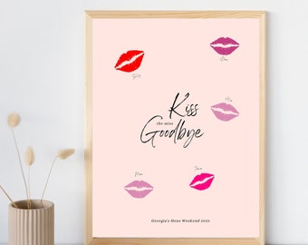 A4 Kiss the Miss Goodbye Hens Party Bridal Shower Game Template