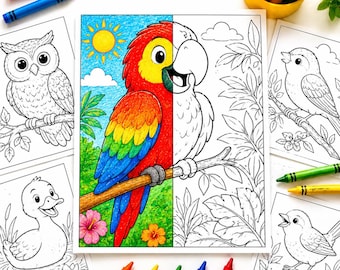 Bird Coloring Pages for Kids, 60+ Printable Sheets | Cute Birds Coloring Book | Classroom & Homeschool Activity | Instant Download PDF