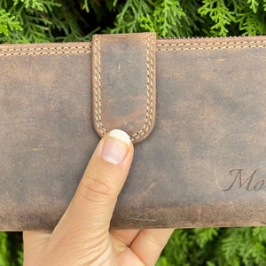 Personalised Ladies Brown Leather Wallet, Mother Day Gift, Birthday Anniversary Gift From Him