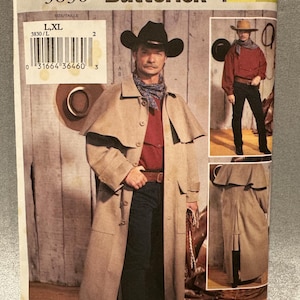 Uncut Out of Print Butterick 3830 Men’s Historical Western Costume Pattern