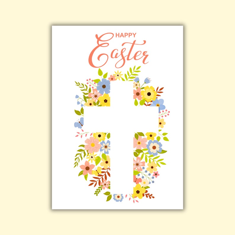 Easter Card Handmade With Cross Easter Blessings Card Religious Easter