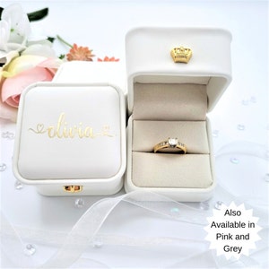 Personalised Ring Box, Engagement Ring Box  Wedding Day Ring Box, Vow Renewal Ring Box, White Ring Box, Blush Ring Box, Grey Ring Box