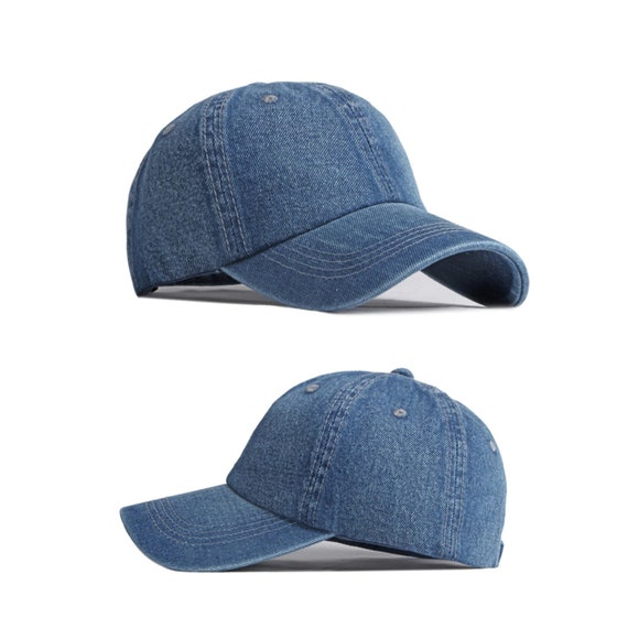 Casual Washed Cotton Baseball Cap Men Solid Black Blue Denim - Etsy