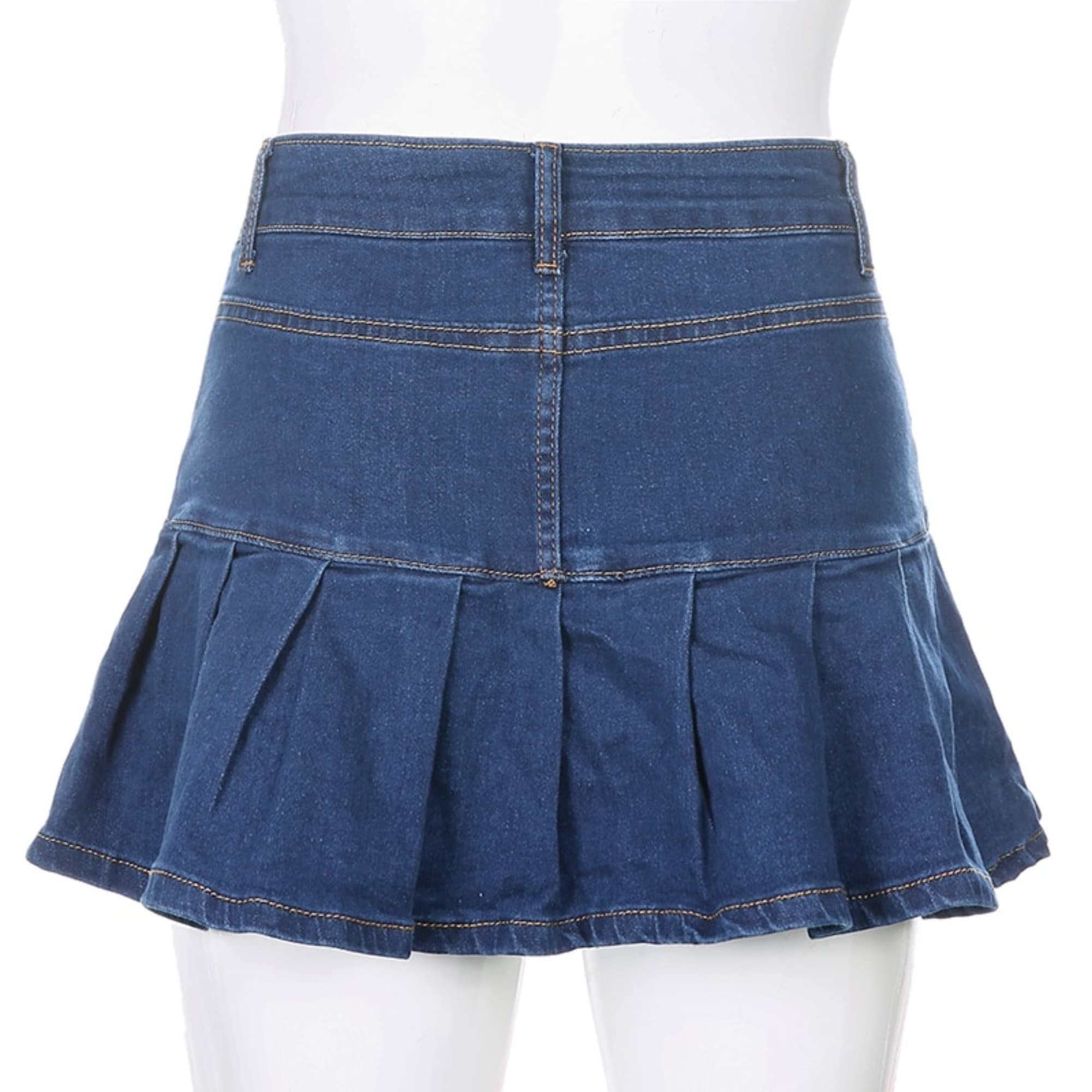 Y2k Blue Denim Pleated Mini Skirt Summer High Waist Above - Etsy
