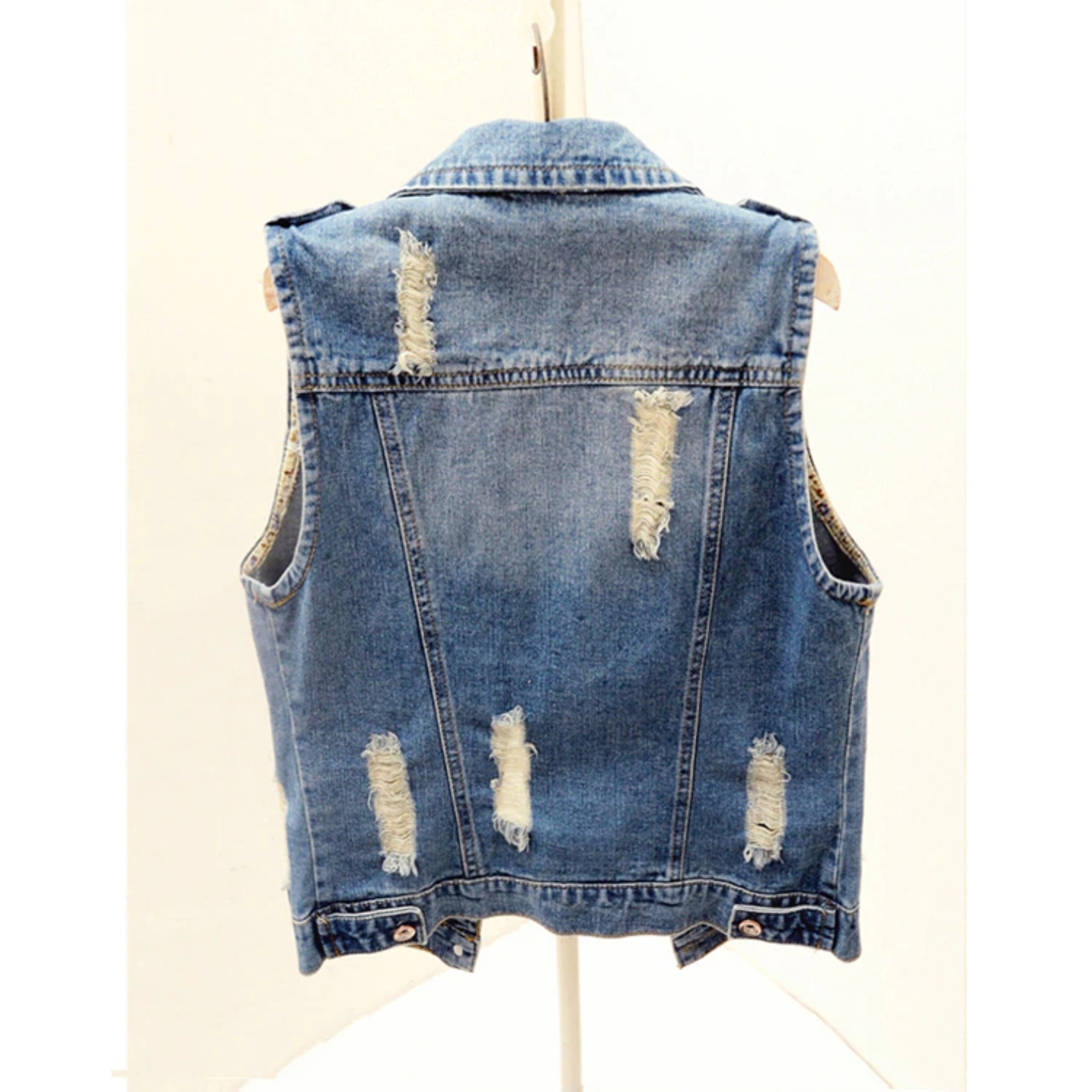 Ripped Denim Vest Women Denim Jacket Vest Short Outerwear - Etsy