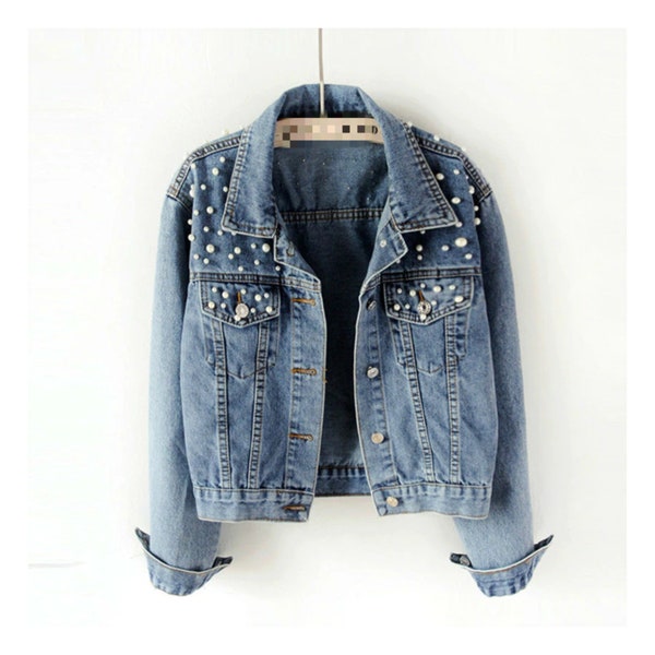 Studded Long Sleeve Denim Jacket