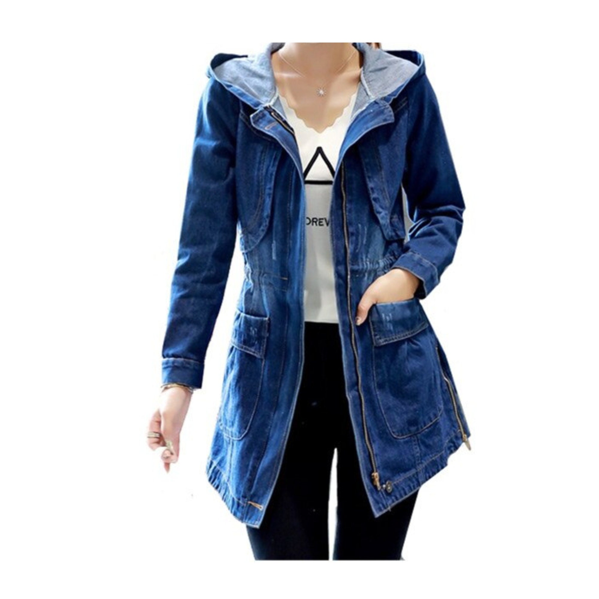 Sky-blue jeans jacket with color hoody collar for men, #jacketsmenhooded  #jacketsmenjeans