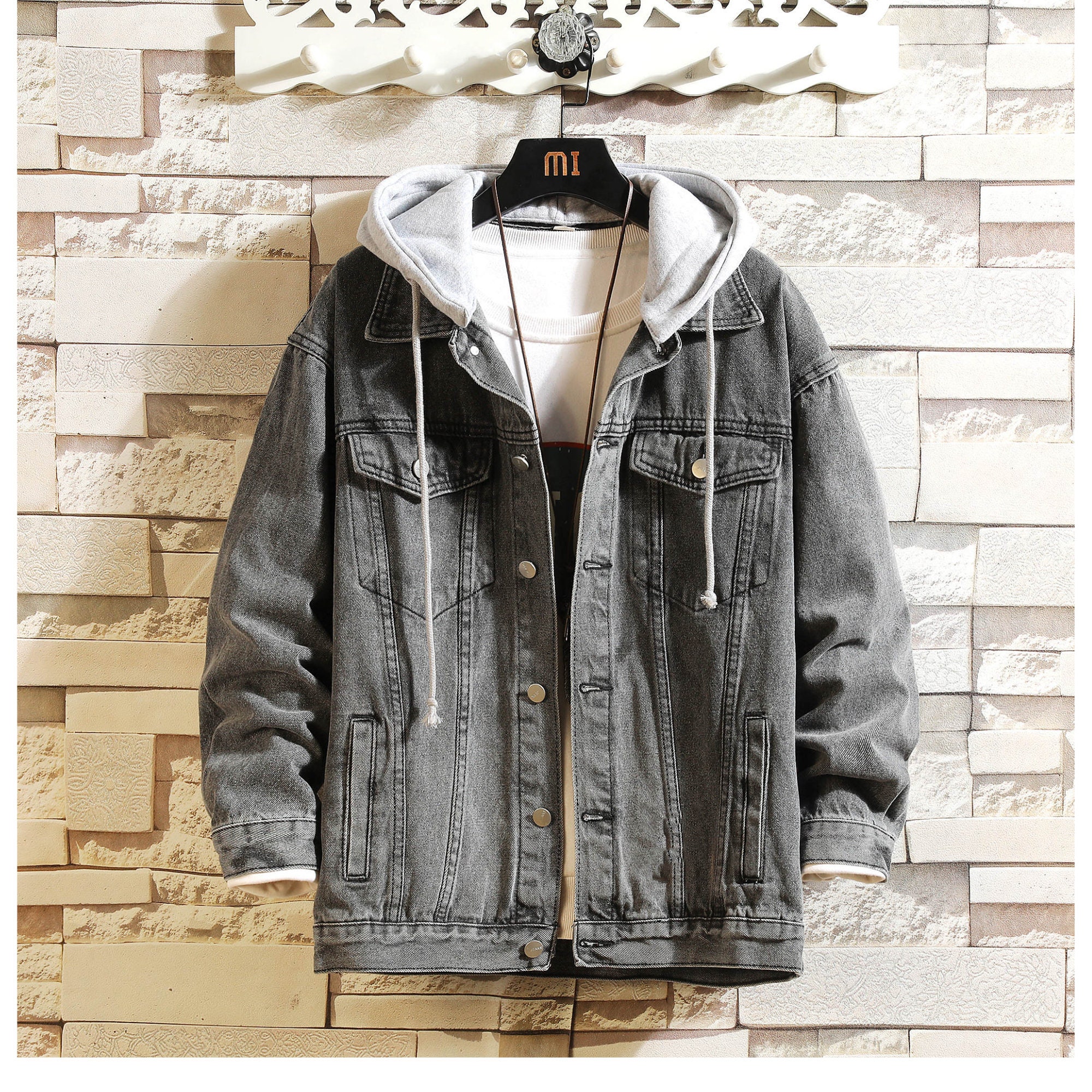 Soft Hooded Denim Jacket Four Front Pockets Fashion Unisex - Etsy