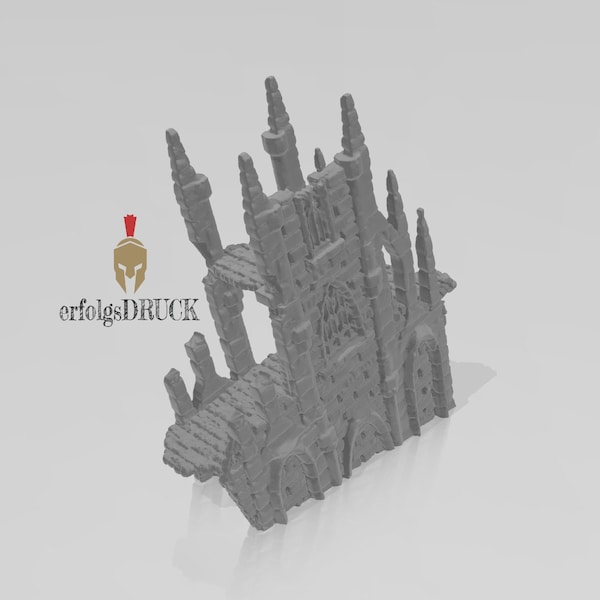 Versunkene Gothik Ruine | 28mm Tabletop RPG Miniatur | 3D Druck | Gebäude Terrain | Pathfinder Dungeons and Dragons D&D Wargaming