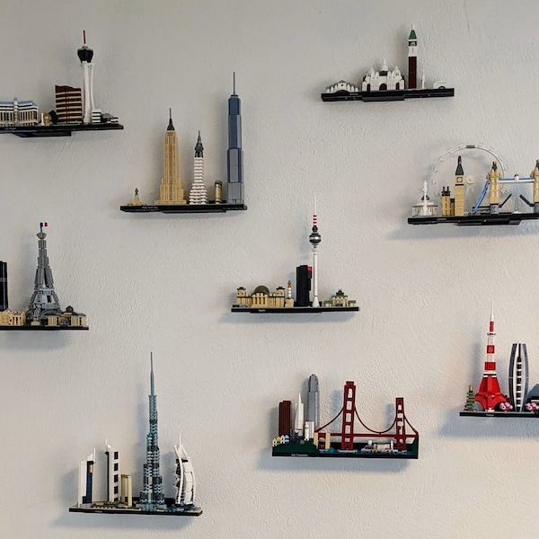 Wall mount for LEGO Architecture Skylines | 3D printing | Floating shelf bracket
