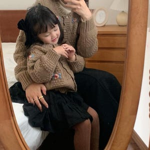 Mommy and Me_Matching Cardigan, Mother Daughter/Mom-Daughter, siblings, mini-me matching or twinning look. Soft knitwear Jumper, Sweater.