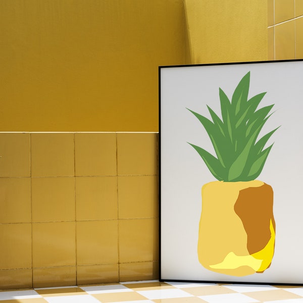 Vibrant Digital Art Pineapple Painting, Tropical Delight, The Perfect Pop of Color, get Inspired by Nature, Kitchen poster