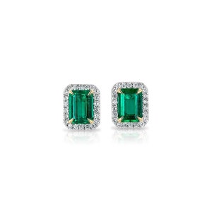 Emerald Stud Earrings in 14k Real Gold for Women, May Birthstone Earrings, Gemstone Earrings, 14k Gold Studs, Emerald Jewelry