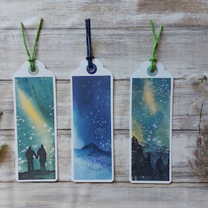 Segnalibro, Aurora Boreale, Aurora Polare, Romanticismo, Meraviglie Naturali del Mondo, Segnalibro di Carta, Arte dell'Acquerello, Amante dei Libri, Aurora Boreale