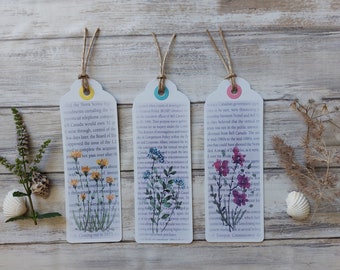Flower bookmarks, flowers, nostalgic bookmarks, watercolor art, handmade, book lovers, watercolor floral bookmarks, bookish gift