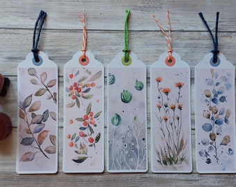 Christmas gifts, Flower bookmarks, Watercolor art bookmarks, Handmade, Book lovers, Watercolor floral bookmarks, Bookish gift