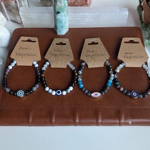 Anti-Depression Crystal Bracelets, Crystal Bracelets for Depression, Depression Crystal Bracelets, Good Vibes Crystal Bracelets - 6mm Beads