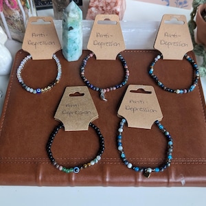 Anti-Depression Crystal Bracelets, Crystal Bracelets for Depression, Depression Crystal Bracelets, Good Vibes Crystal Bracelets - 4mm Beads