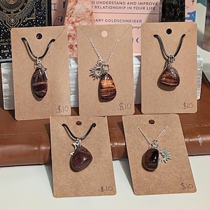 Red Tigers Eye Necklaces, Red Tigers Eye Jewelry, Red Tigers Eye Crystal Necklaces, Tigers Eye Jewelry