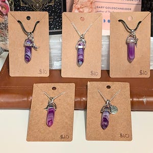 Purple Agate Crystal Necklaces, Purple Agate Necklaces, Purple Agate Jewelry, Pendant Necklaces