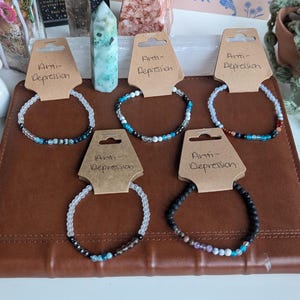 Anti-Depression Crystal Bracelets, Crystal Bracelets for Depression, Depression Crystal Bracelets, Good Vibes Crystal Bracelets - 4mm Beads