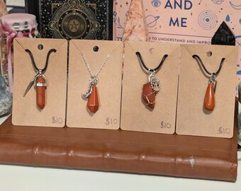 Wire Wrapped Red Jasper Pendant Necklace: Charm Jewelry