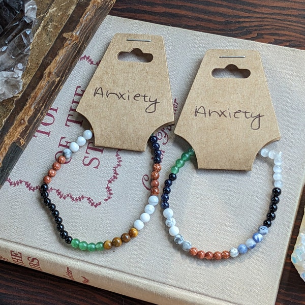 Anti-Anxiety Crystal Bracelet, Anti-Anxiety Gemstone Bracelet, Anti-Anxiety Crystals, 4mm Beads