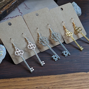 Key Dangle Earrings, Key Charm Earrings, Key Earrings