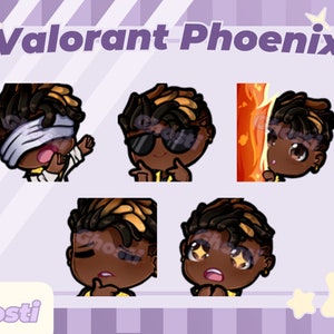 Phoenix Valorant Emote Set of 5 | Twitch | Discord | YouTube